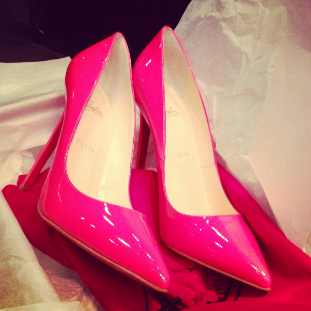 Neon pink Christian Louboutin Pigalle shoes 120