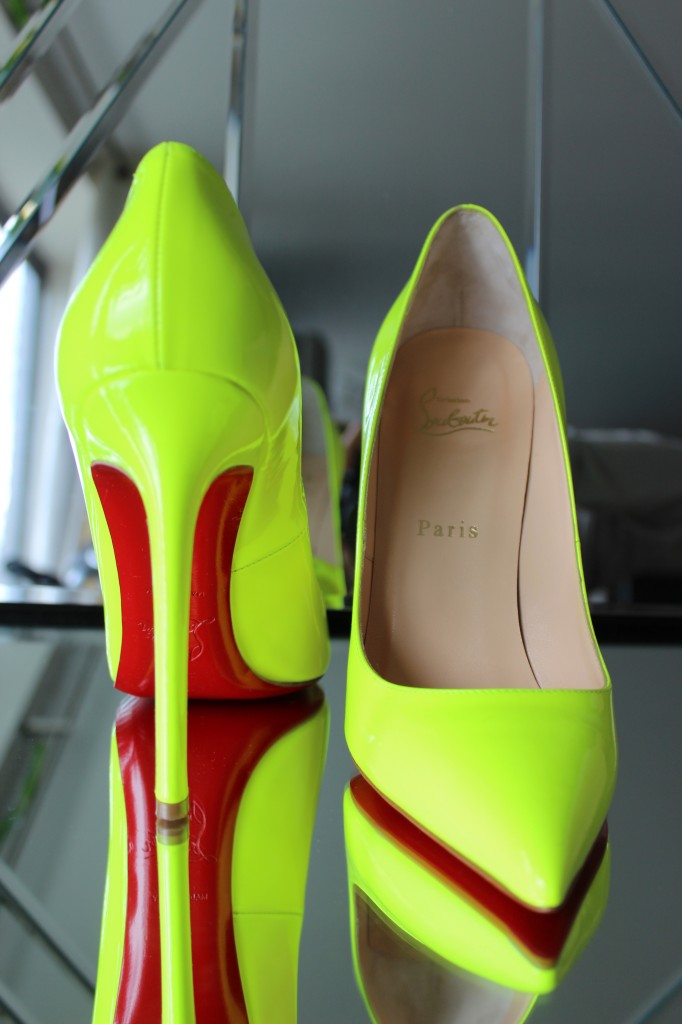Neon yellow Pigalle Christian Louboutin shoes