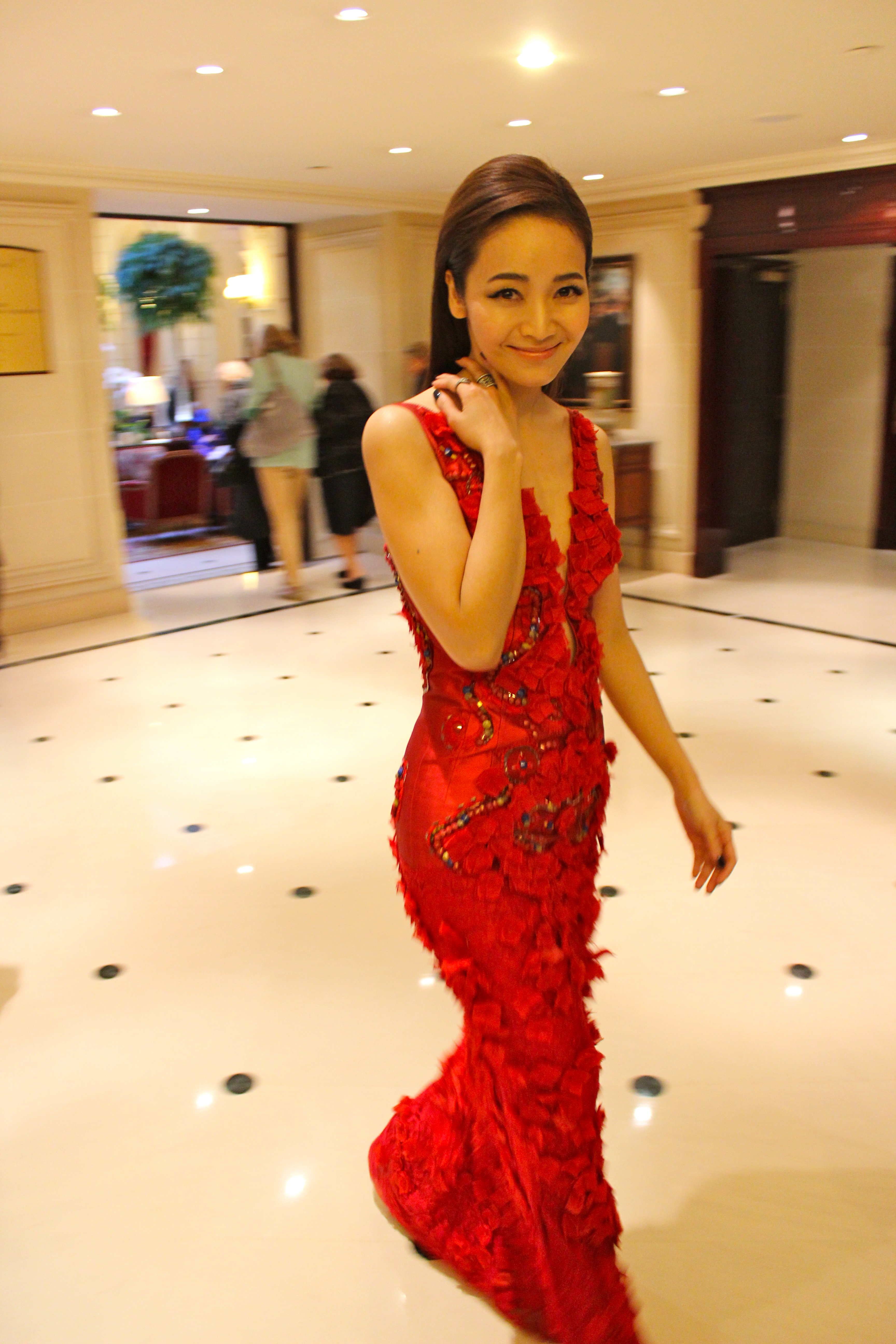 red ball gown 