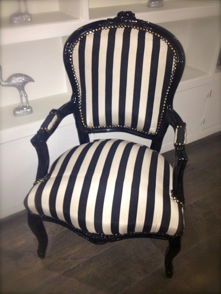 black and white striped chair