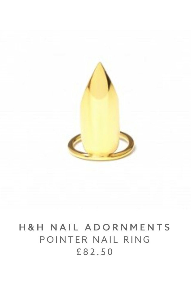 h & h gold finger nail ring 